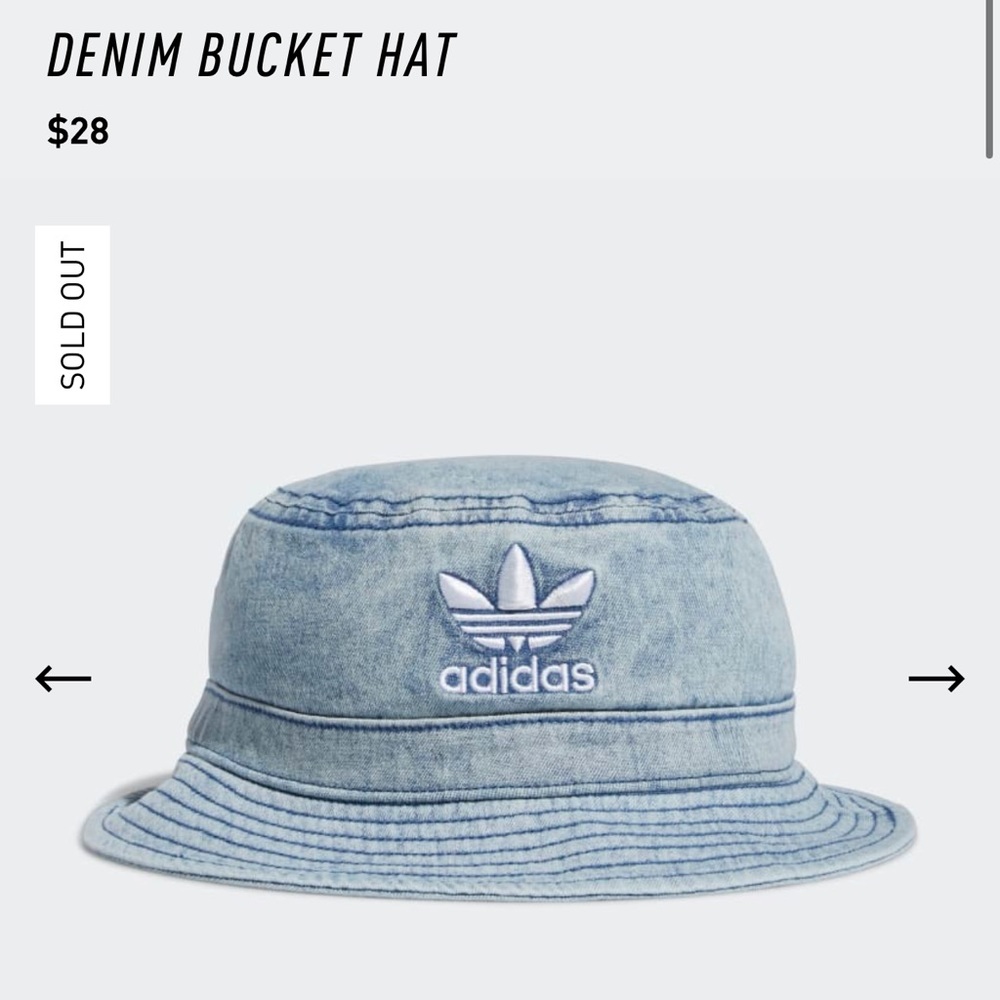 BRAND NEW/NEVER WORN Adidas Denim Bucket Hat. SOLD OUT online!